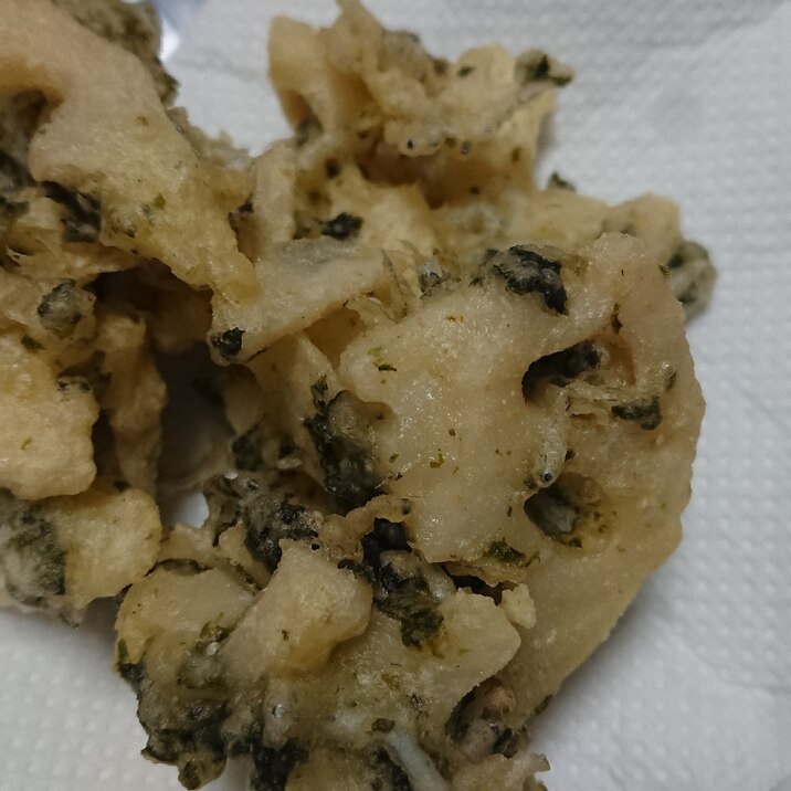 レンコンしらす海苔の天ぷら